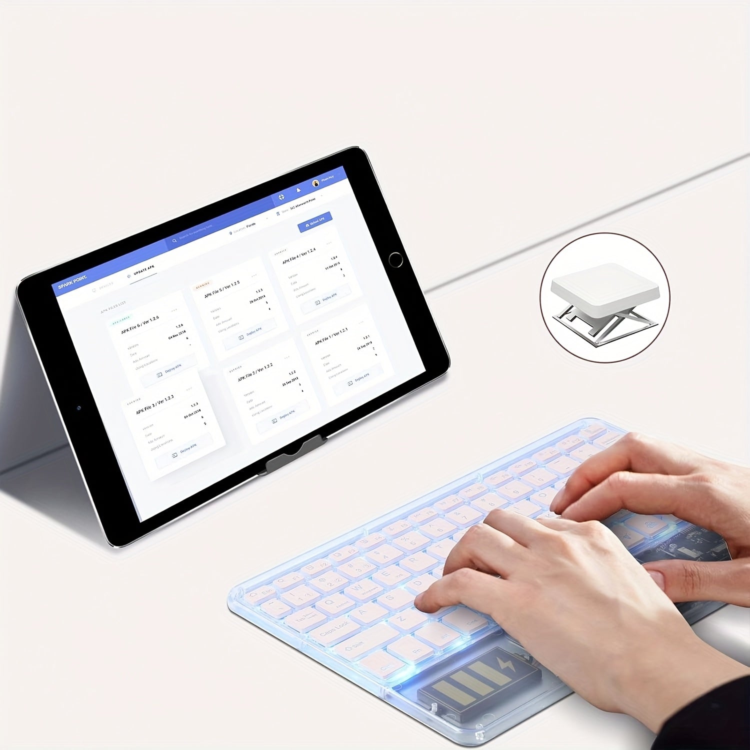 Ultra-Slim Wireless Keyboard 7 Colors Backlit Portable Mini Wireless Rechargeable for Apple for ipad for iphone for samsung Tablet Phone Smartphone IOS Android Windows - Transparent