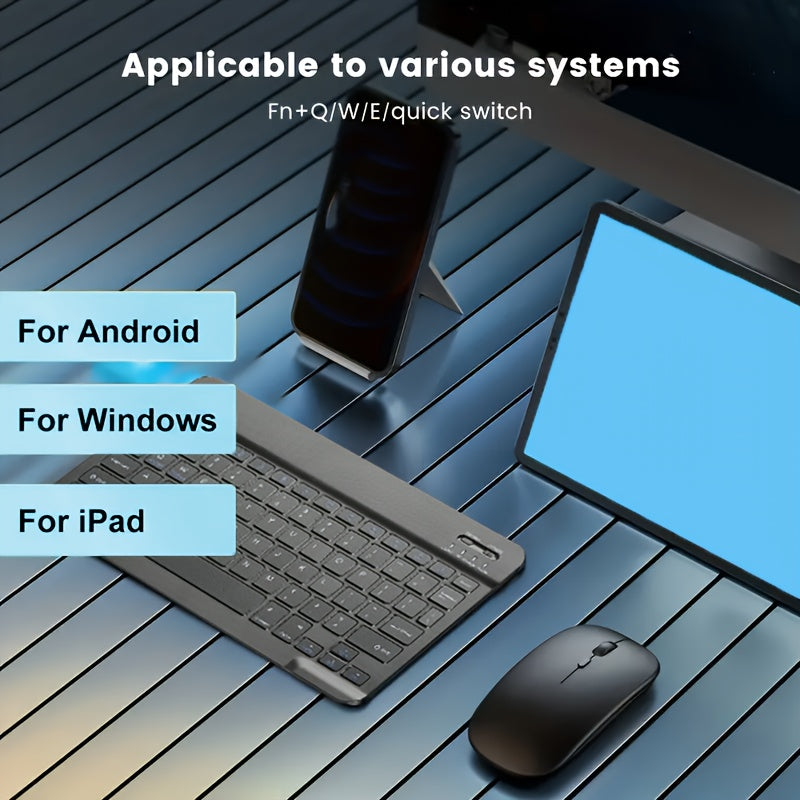 BT Connected Ultra-Thin Wireless Keyboard, Suitable for Computers\u002FTablets\u002FPhones\u002FOffice, Switchable Android\u002FWindows\u002FIOS Systems, Type C Rechargeable 10-inch Wireless Keyboard, Portable Tablet Keyboard