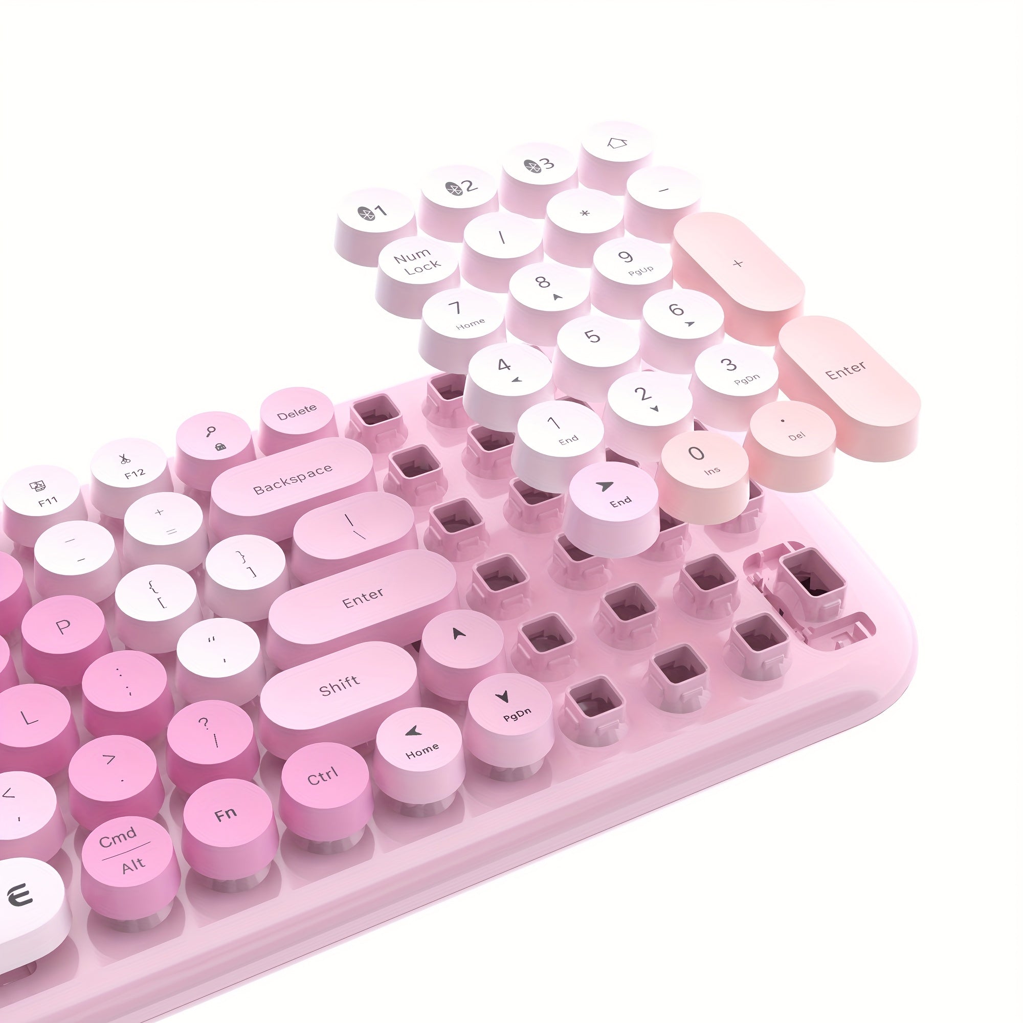 UBOTIE Compact Wireless Single Keyboard | Wireless Connection, AA Battery Powered, Multicolor Retro Design, 2.4GHz Dropout-Free Connection, Multi-device Compatible | Ultra-thin Portable Layout for Office, Home And Travel