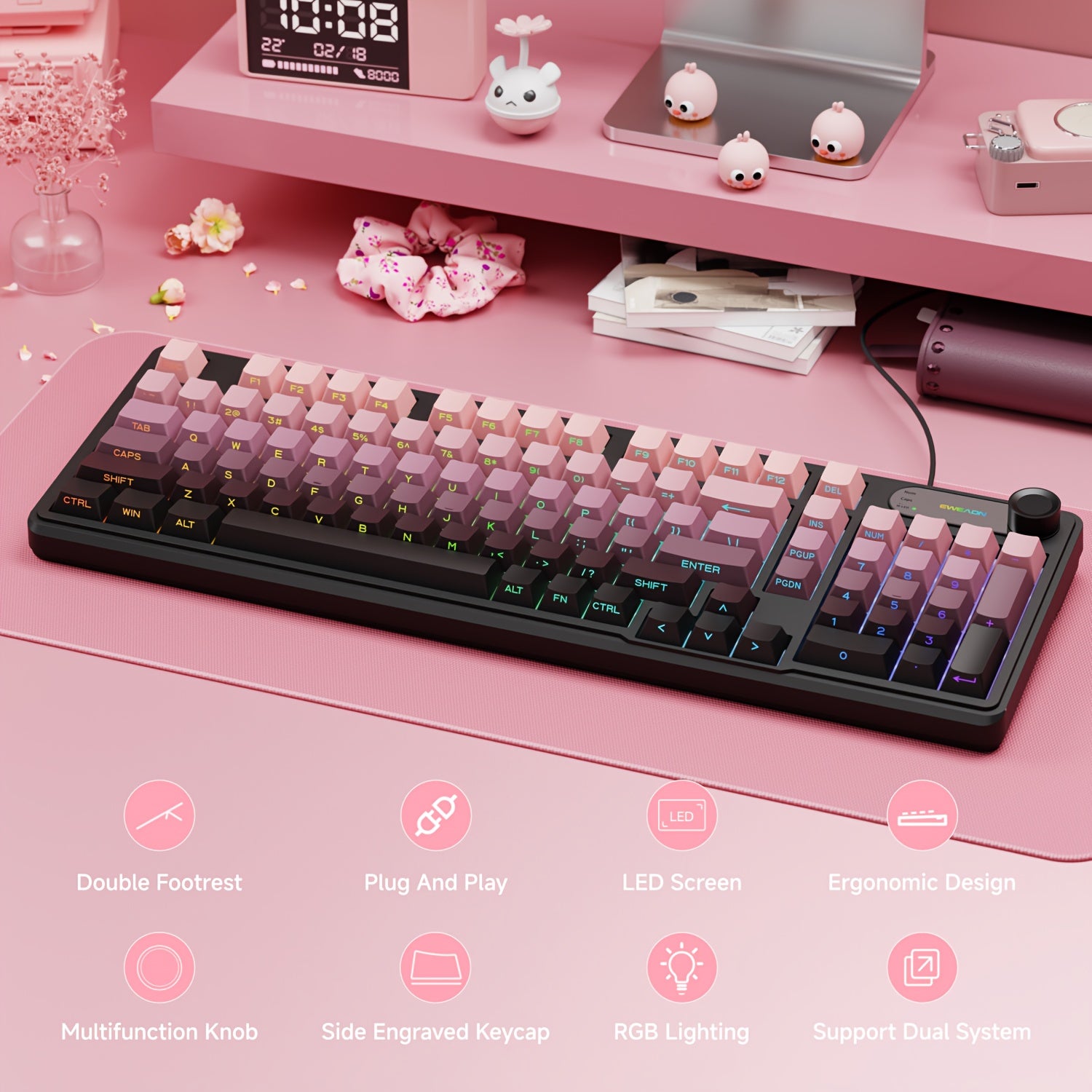 RGB Gaming Keyboard EWEADN V102 RGB Wired Gaming Keyboard - 99-Key Silent Mechanical-like Switches