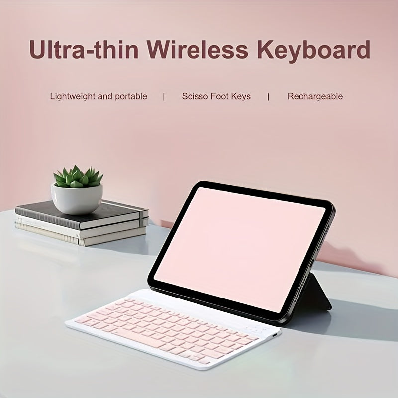 Ultra-Thin Wireless Keyboard, Portable Mini Wireless Keyboard, Rechargeable Keyboard Suitable for iPad Tablet Laptop Smartphone
