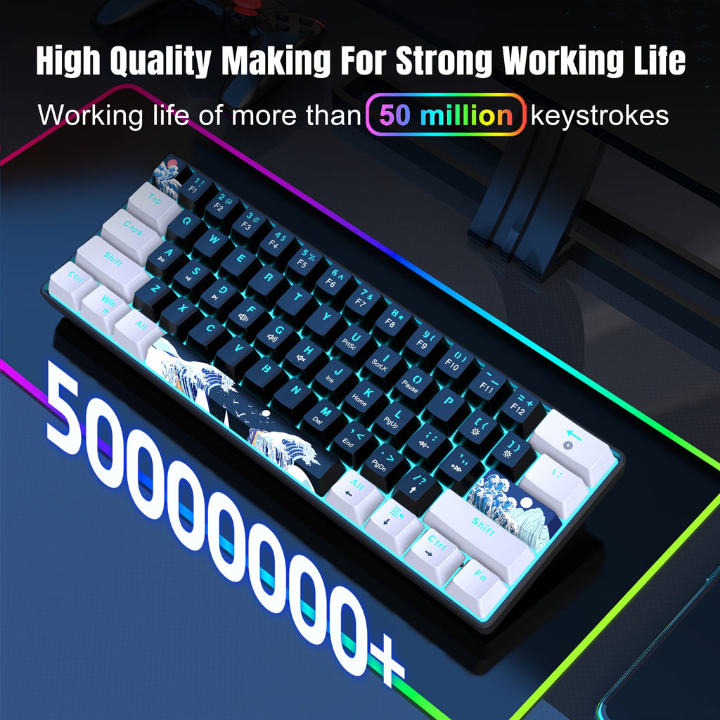 60% Mechanical Gaming Keyboard 1pc 60% Mechanical Gaming Keyboard HXSJ Ergonomic 60% Mechanical Gaming Keyboard