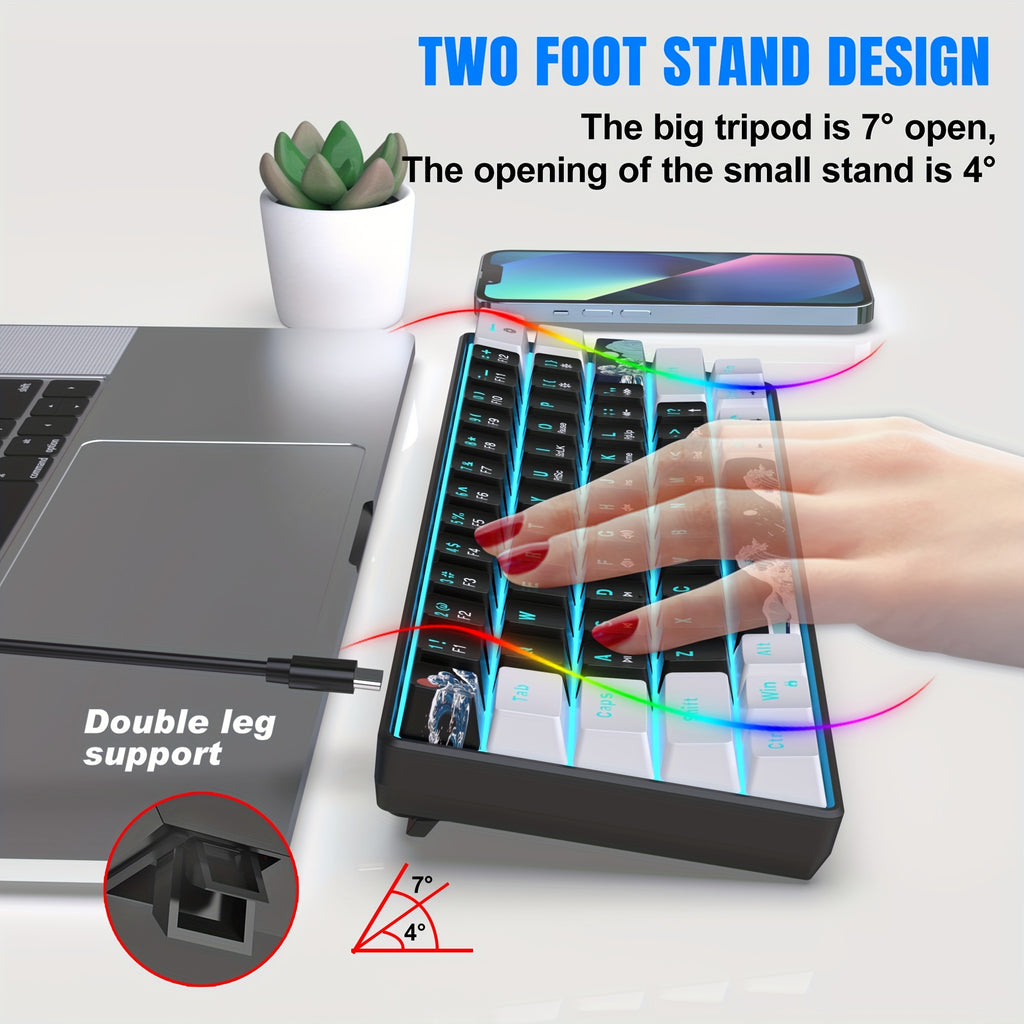 60% Mechanical Gaming Keyboard 1pc 60% Mechanical Gaming Keyboard HXSJ Ergonomic 60% Mechanical Gaming Keyboard