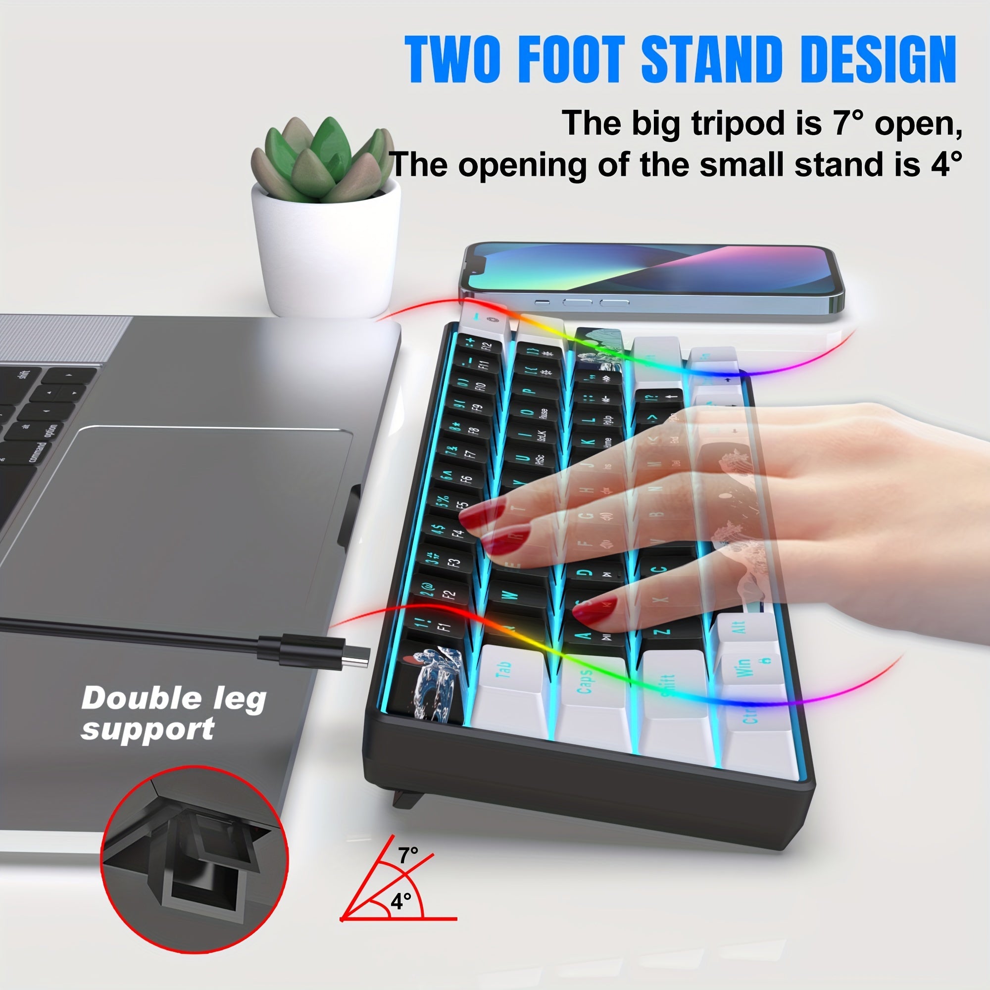 60% Mechanical Gaming Keyboard 1pc 60% Mechanical Gaming Keyboard HXSJ Ergonomic 60% Mechanical Gaming Keyboard