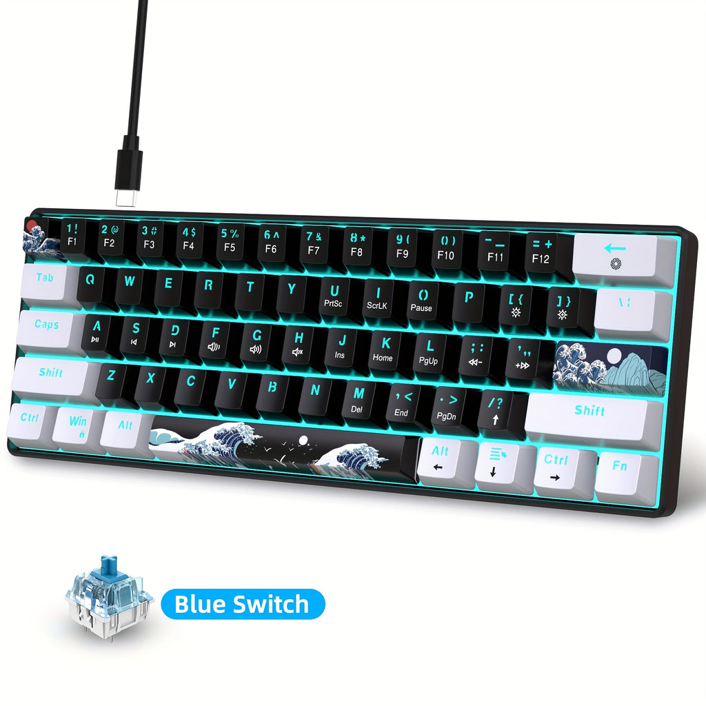 60% Mechanical Gaming Keyboard 1pc 60% Mechanical Gaming Keyboard HXSJ Ergonomic 60% Mechanical Gaming Keyboard