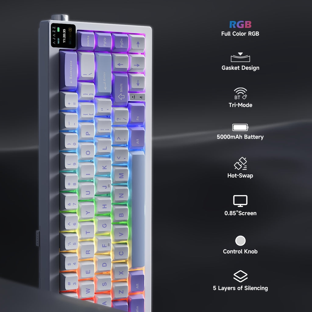 AK650 65% Compact Mechanical Gaming Keyboard with 3 Modes, Wireless Connectivity, 0.85\