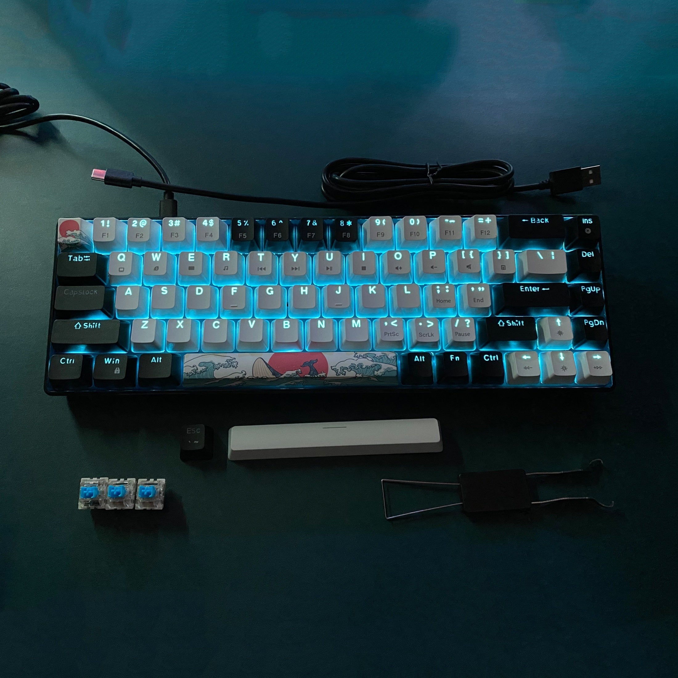 HXSJ 68-Key Mechanical Gaming Keyboard with  Switches, Compact 60% Compact Design