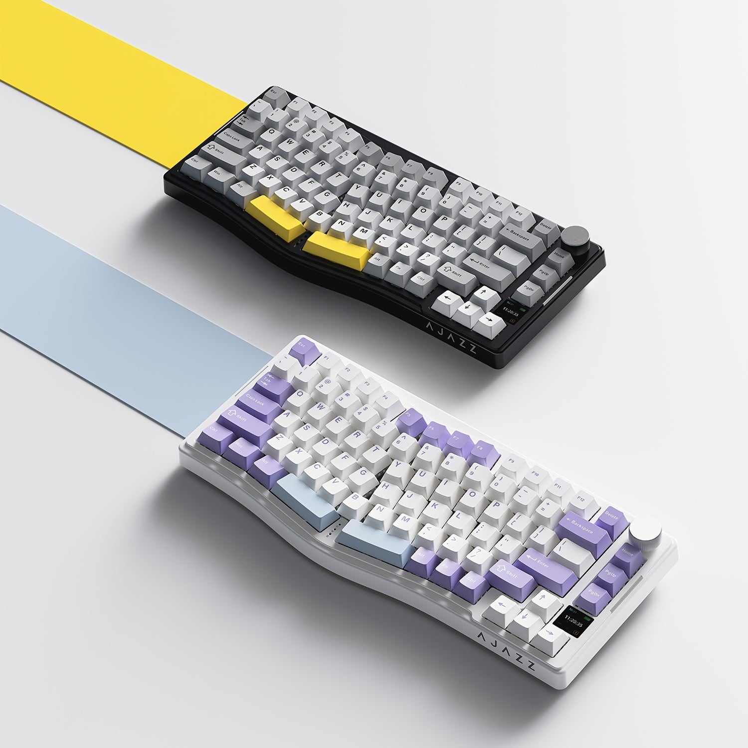 AJAZZ AKS075 Three-mode Mechanical Keyboard Ergonomic Wireless Keyboard Hot-swappable VIA Color Screen RGB Lighting Gasket Structure Suitable For Office Games And E-sports