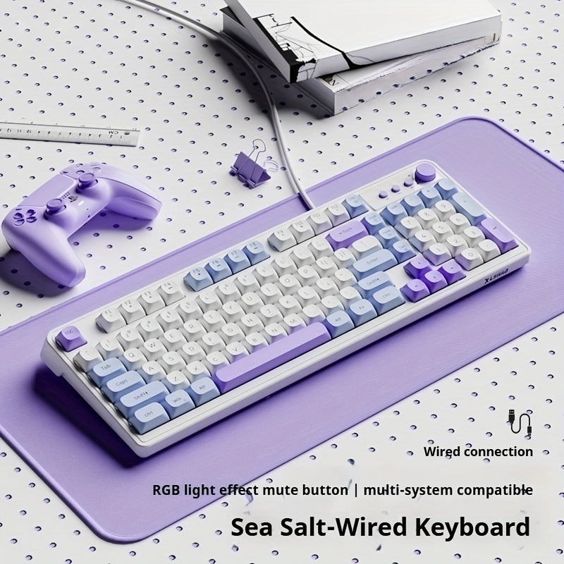 EWEADN Wired Silent Gaming Keyboard with Rainbow Backlight, Quiet Typing Keys
