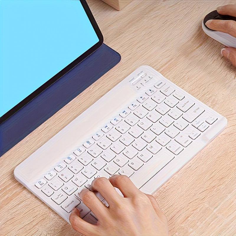 10-Inch Portable Wireless Keyboard, Ultra-Thin Rechargeable with USB-C Charging, Ambidextrous Design