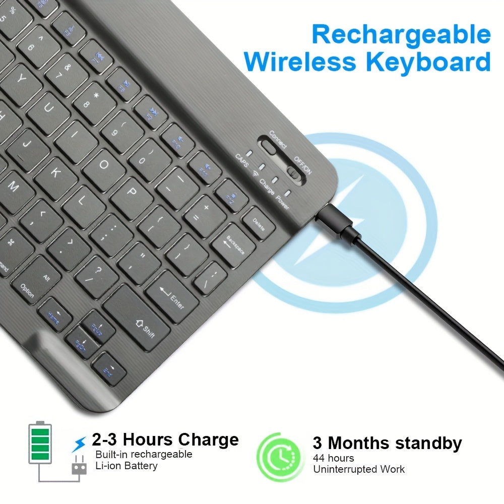 BT Connected Ultra-Thin Wireless Keyboard, Suitable for Computers\u002FTablets\u002FPhones\u002FOffice, Switchable Android\u002FWindows\u002FIOS Systems, Type C Rechargeable 10-inch Wireless Keyboard, Portable Tablet Keyboard