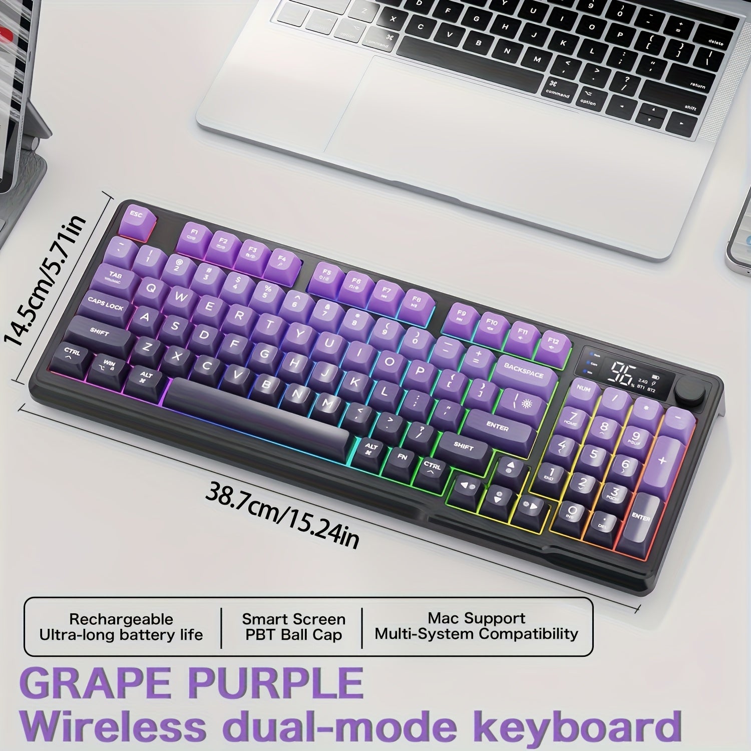 Wireless Gaming Membrane Keyboard, Knob Control BT\u002F2.4G Wireless