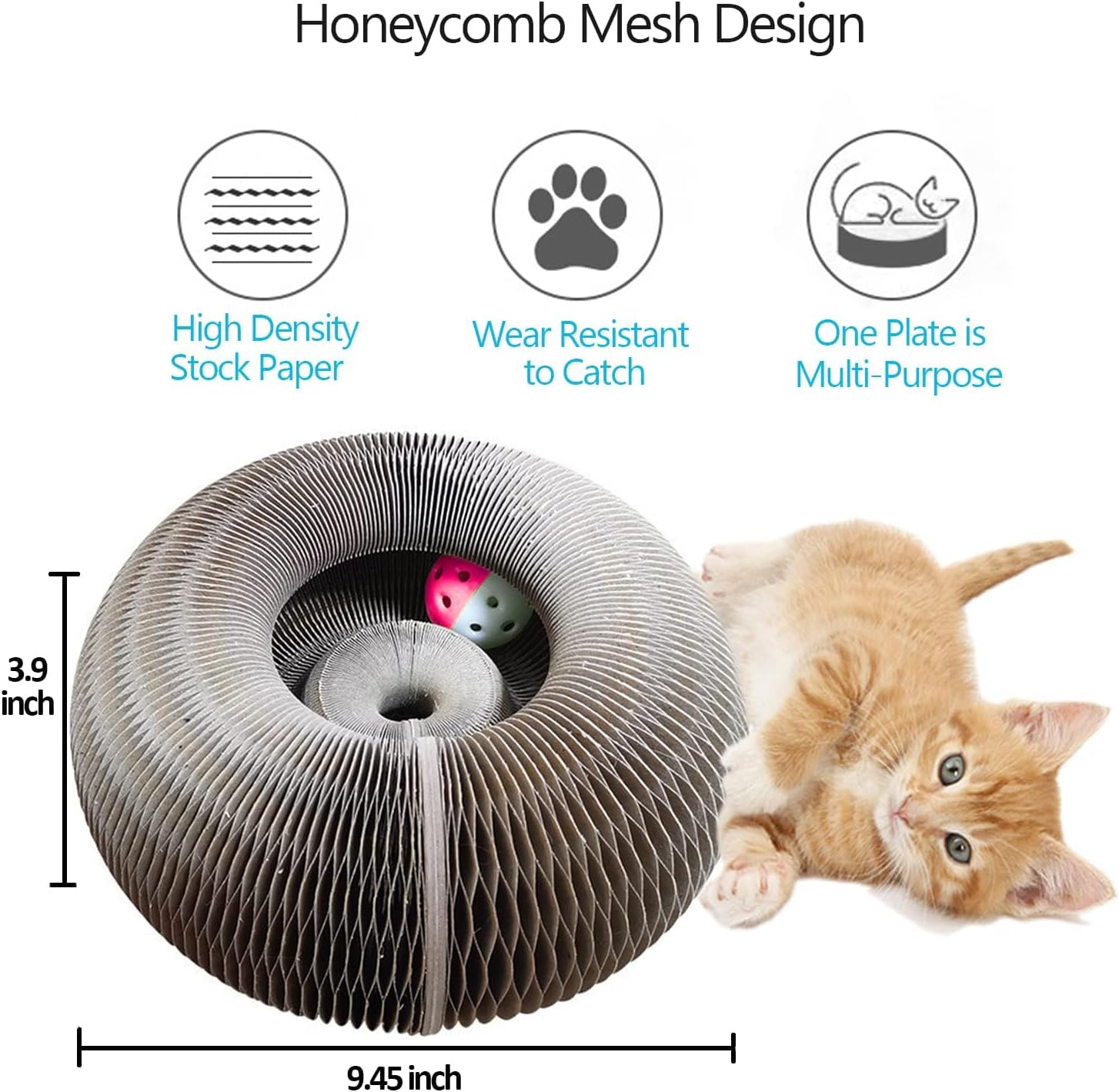 Kitty kurlz Magic Organ Cat Scratcher Board Cat Ball Adventure The Ultimate Interactive Mental Physical Exercise for Indoor Cats Toy