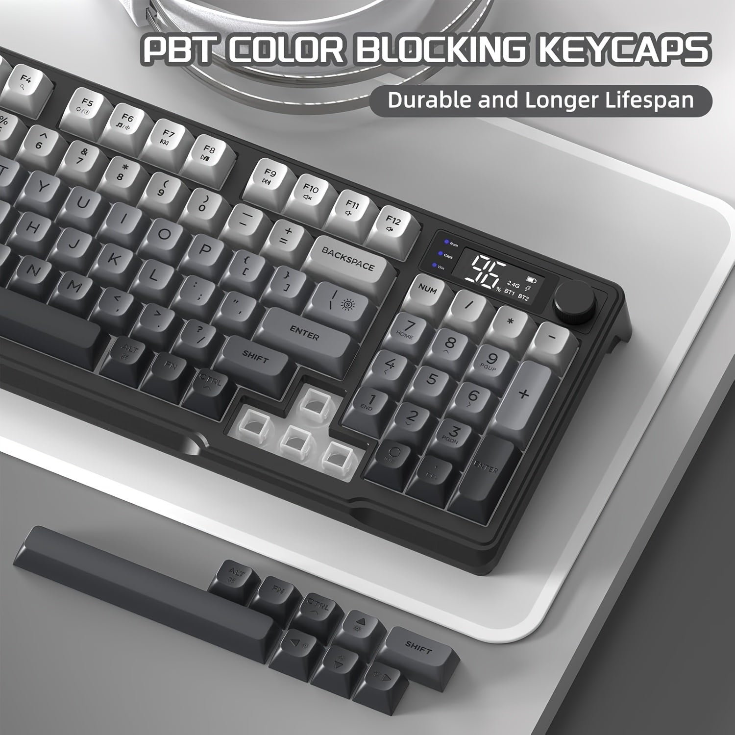 Wireless Gaming Membrane Keyboard, Knob Control BT\u002F2.4G Wireless