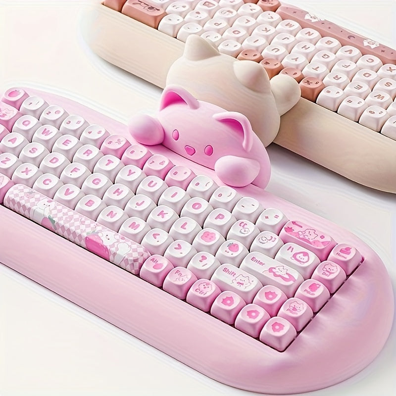 YUNZII C68 65% Wireless Mechanical Keyboard - Cute Cat Design, RGB Backlit