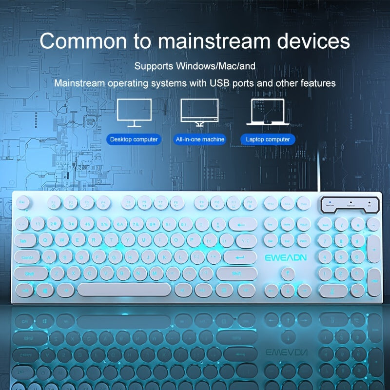 104-Key Gaming Keyboard EWEADN Retro Punk Gaming Keyboard 104-Key | Wired USB