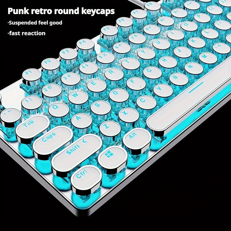 EWEADN TK100 Punk Typewriter Mechanical Gaming Keyboard, with Multimedia knob