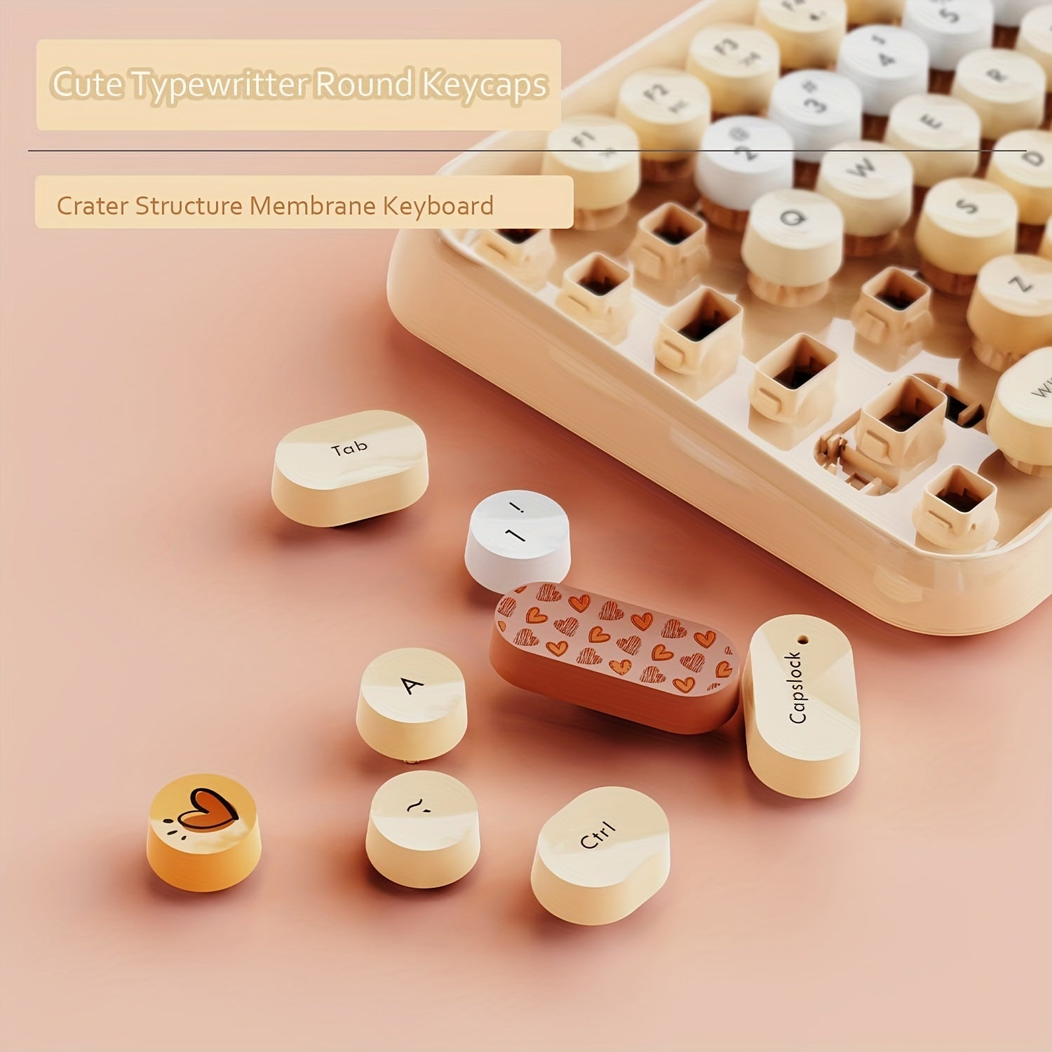 Wireless BT Computer Typewriter Keyboard Portable Cute Color Abs Retro Round Keycaps Ergonomic 84 Key Layout FN Feature for PC Win Mac Typist Tablet Android Phone