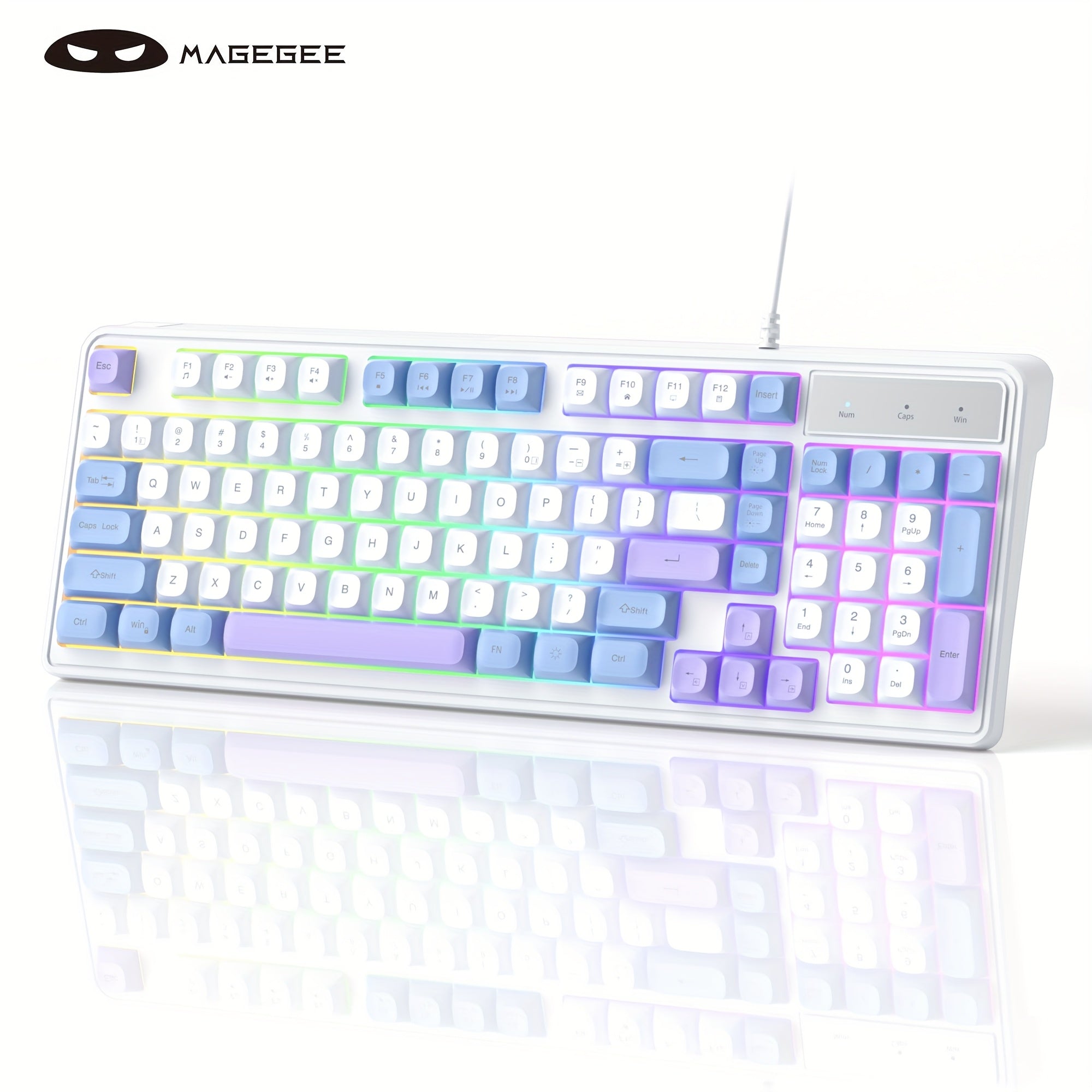 MageGee GK980 Pro 96% RGB Gaming Keyboard - 98-Key Compact Design, Rainbow Backlit