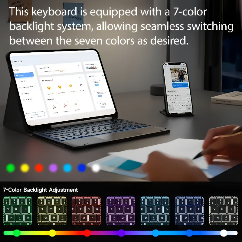 Ultra-thin RGB Wireless Keyboard Combo with Trackpad And Type-C Charging. Features A Keyboard