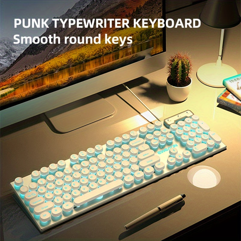 104-Key Gaming Keyboard EWEADN Retro Punk Gaming Keyboard 104-Key | Wired USB