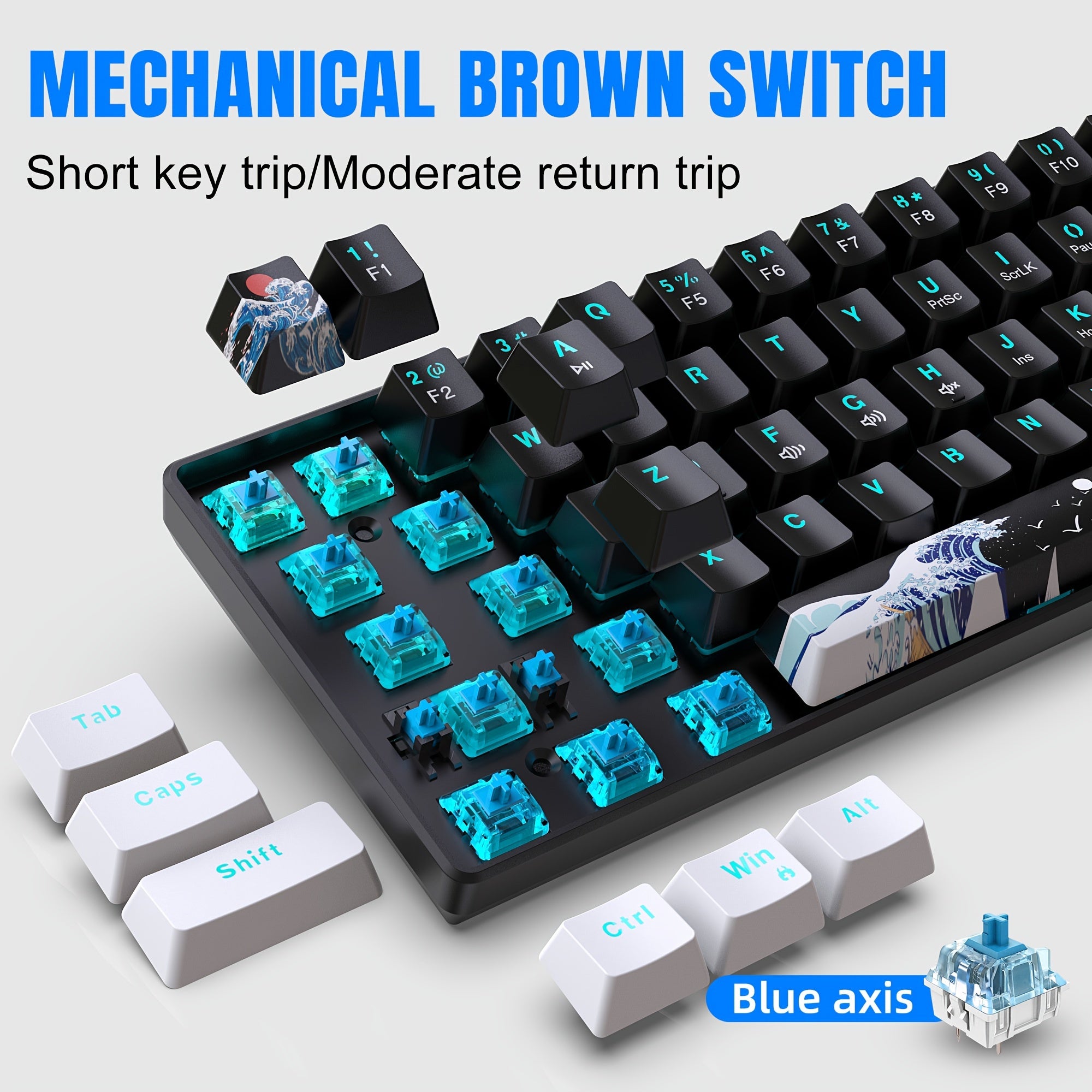 60% Mechanical Gaming Keyboard 1pc 60% Mechanical Gaming Keyboard HXSJ Ergonomic 60% Mechanical Gaming Keyboard