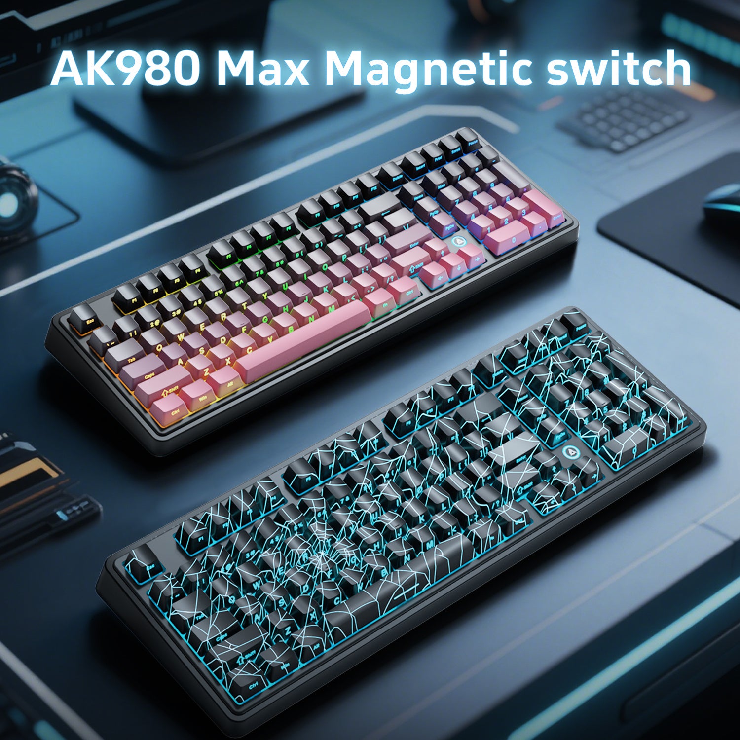 AJAZZ AK980 MAX HE 8K - New Magnetic Switch Type-C Wired Gaming Keyboard with Upgraded Membrane Mechanical Keycaps