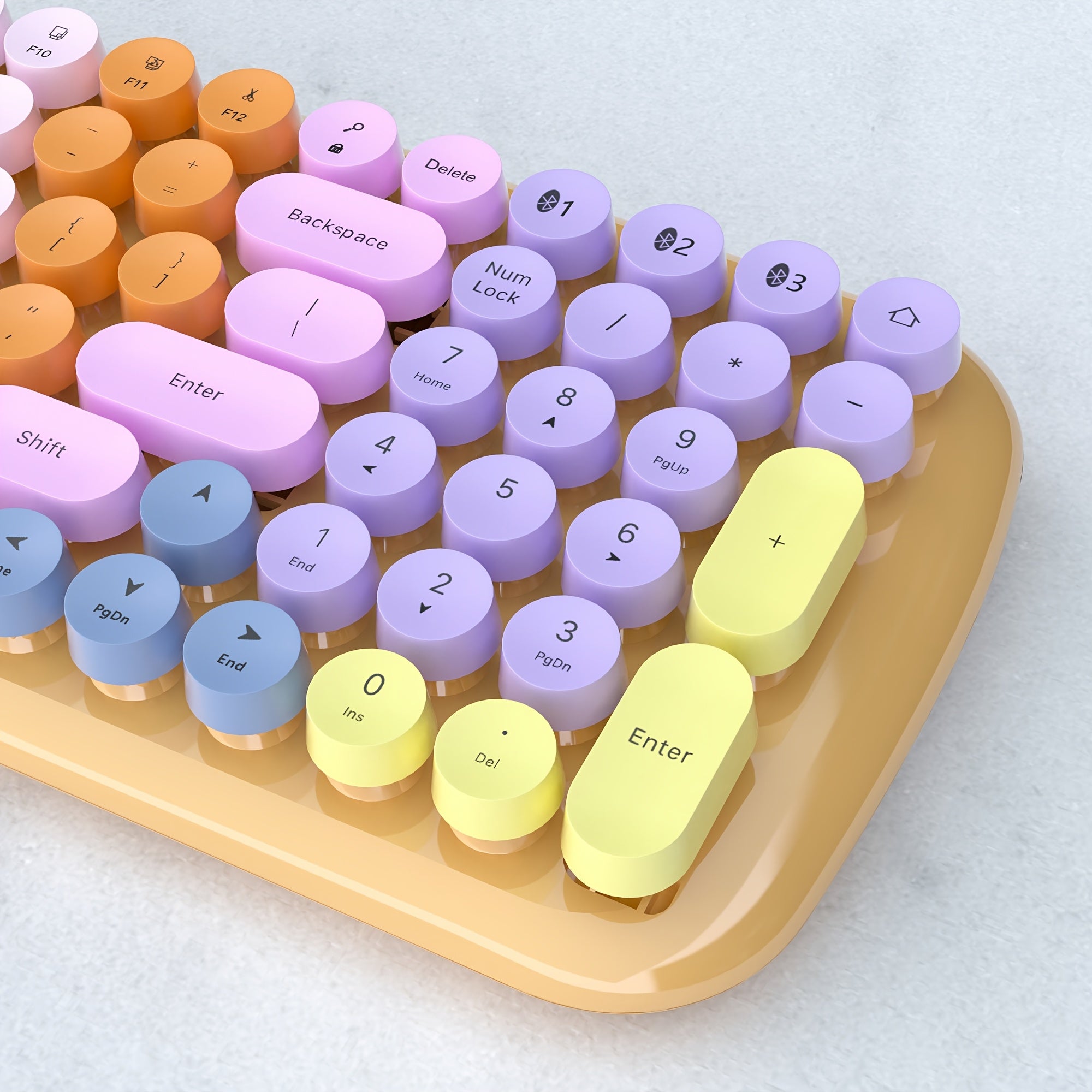 UBOTIE Wireless Keyboard, UBOTIE Color Gradient Colorful Retro Typewriter Flexible Keyboard 2.4GHz Connectivity