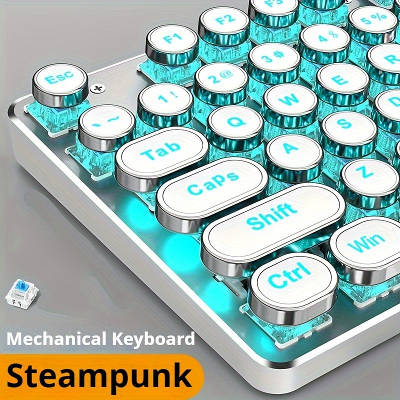 EWEADN TK100 Punk Typewriter Mechanical Gaming Keyboard, with Multimedia knob