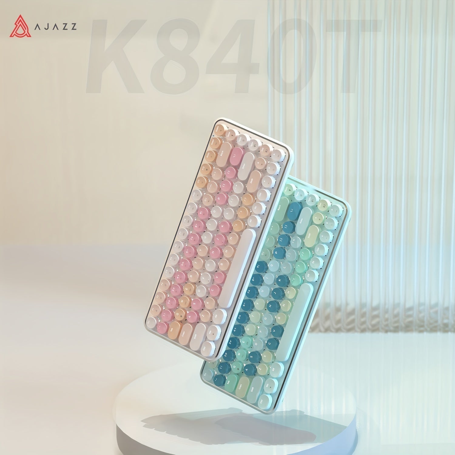 AJAZZ K840T Wireless Mechanical Keyboard Full Keys Punchless Round Keys Mac\u002FPC Gaming Office Triple Mode Connection