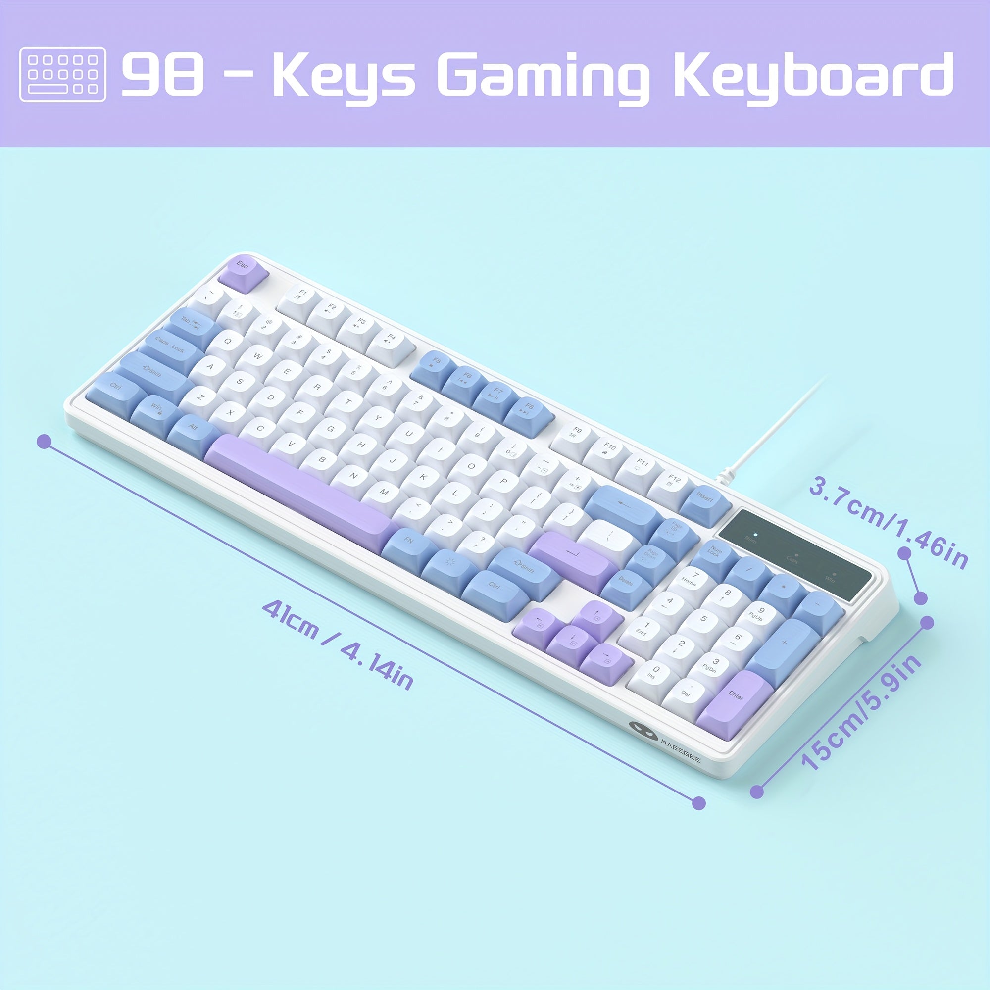 MageGee GK980 Pro 96% RGB Gaming Keyboard - 98-Key Compact Design, Rainbow Backlit