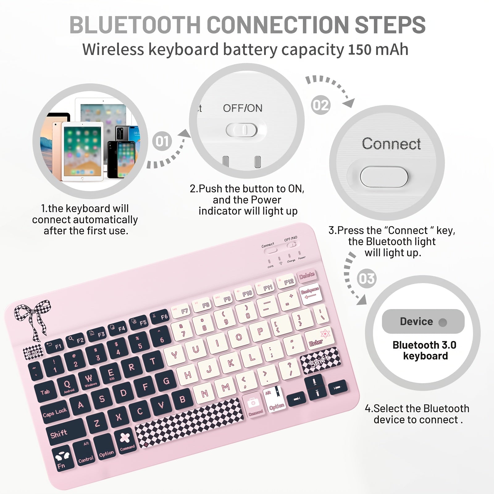 Ultra-Slim Rechargeable Wireless Keyboard Portable Compact Wireless Keyboard