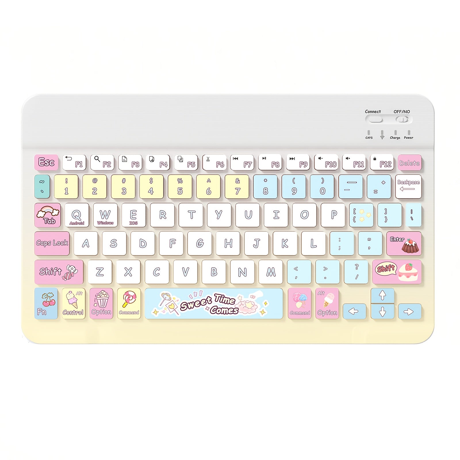 Ultra-Slim Rechargeable Bluetooth Keyboard Portable Compact Wireless Keyboard (150mAh) compatible with Samsung Galaxy Tab Tablet Android Windows Smartphone Cell Phone iOS iPad Cartoon pattern