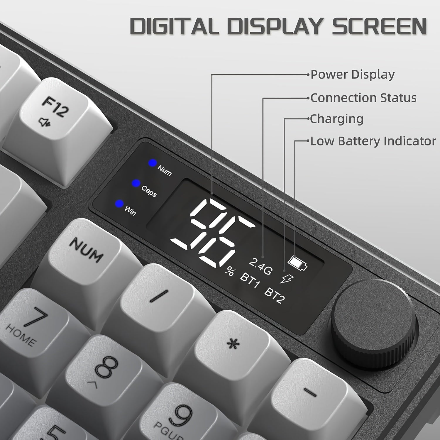 Wireless Gaming Membrane Keyboard, Knob Control BT\u002F2.4G Wireless