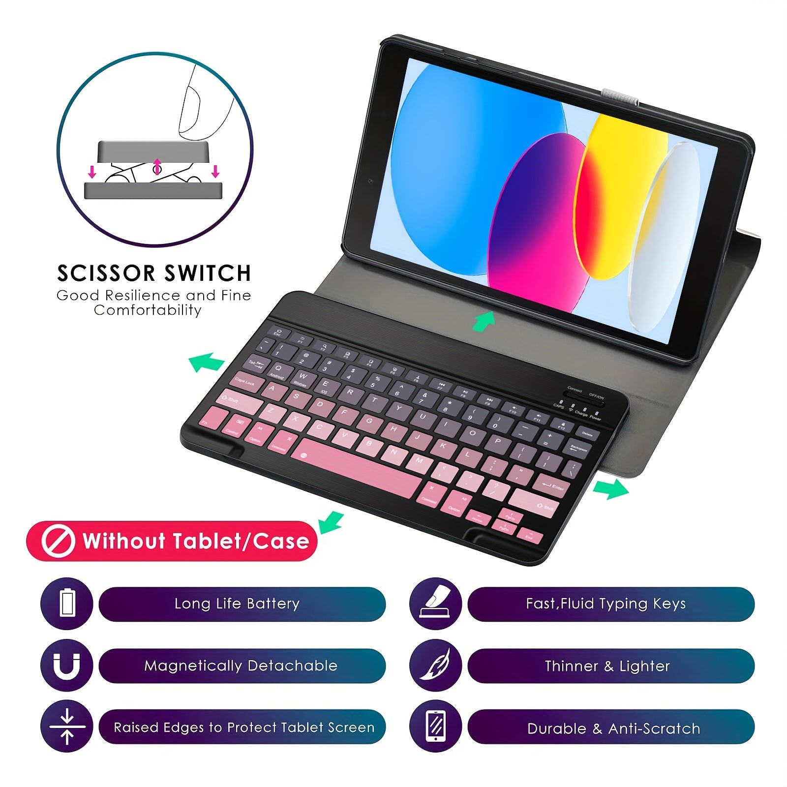 Ultra-Slim Rechargeable Bluetooth Keyboard Portable Compact Wireless Keyboard