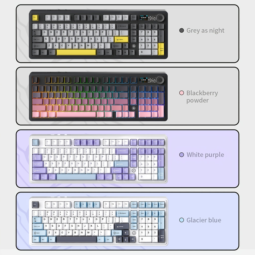 AJAZZ AK980 Mechanical Keyboard 98% Tri-mode Wireless Gaming With Colour Screen GASKET Hot-swappable