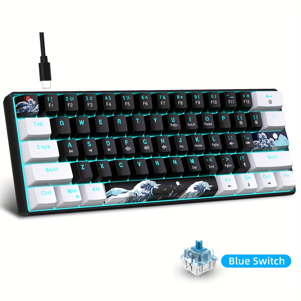 60% Mechanical Gaming Keyboard 1pc 60% Mechanical Gaming Keyboard HXSJ Ergonomic 60% Mechanical Gaming Keyboard