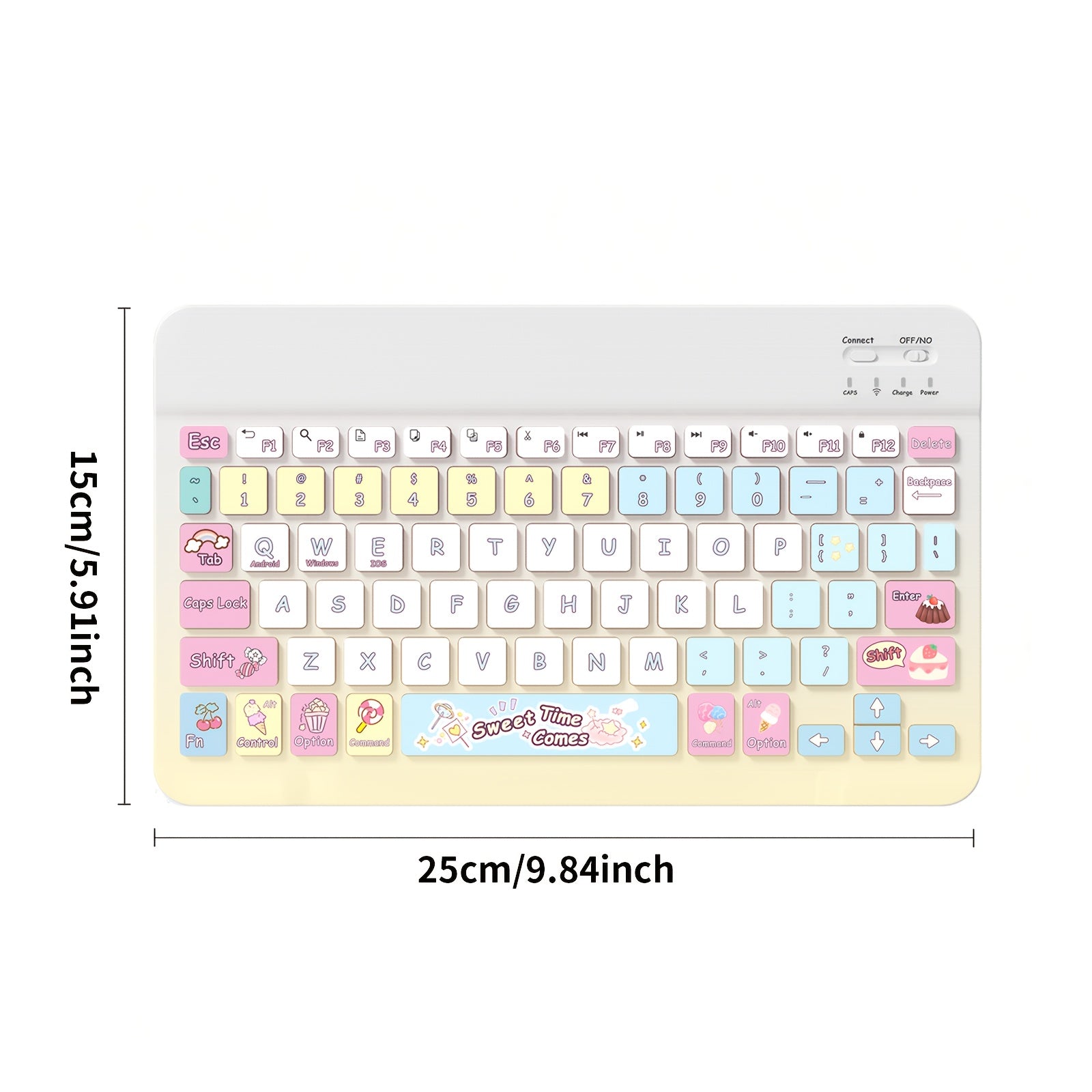 Ultra-Slim Rechargeable Bluetooth Keyboard Portable Compact Wireless Keyboard (150mAh) compatible with Samsung Galaxy Tab Tablet Android Windows Smartphone Cell Phone iOS iPad Cartoon pattern