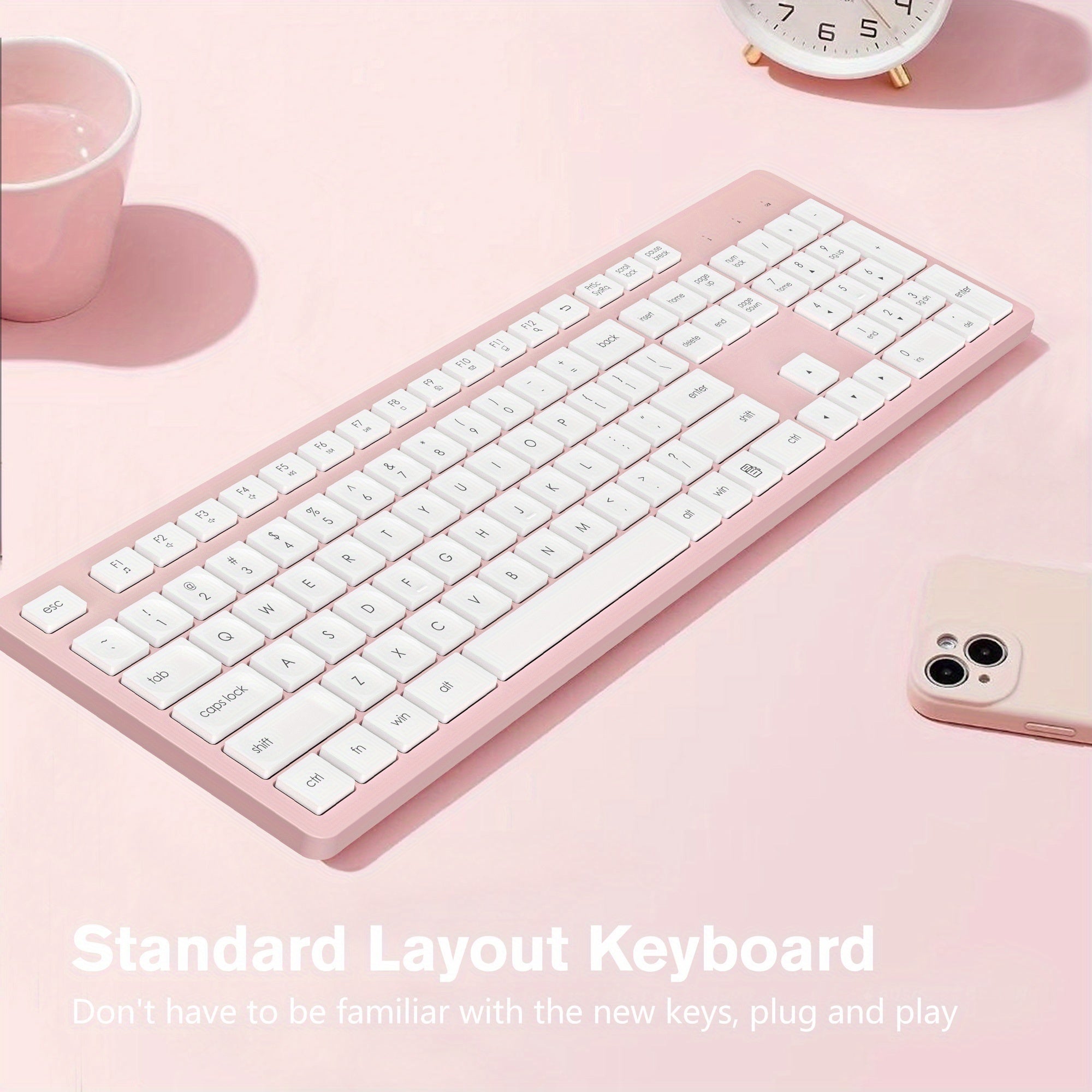 Wireless Keyboard Quiet and Low Noise Office Keyboard Desktop Notebook Universal Built-in receiver Plug and play