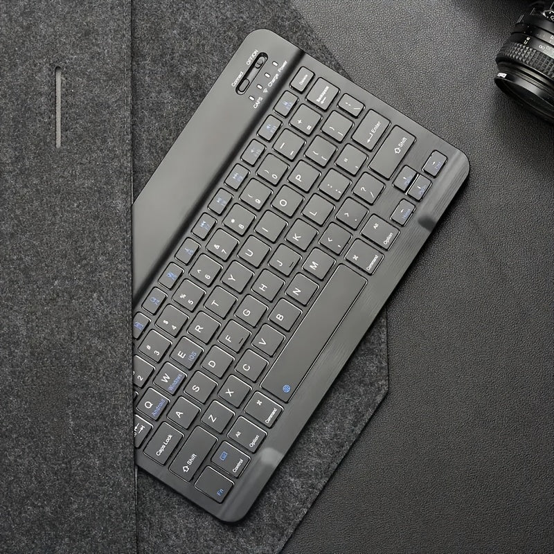 10-Inch Portable Wireless Keyboard, Ultra-Thin Rechargeable with USB-C Charging, Ambidextrous Design