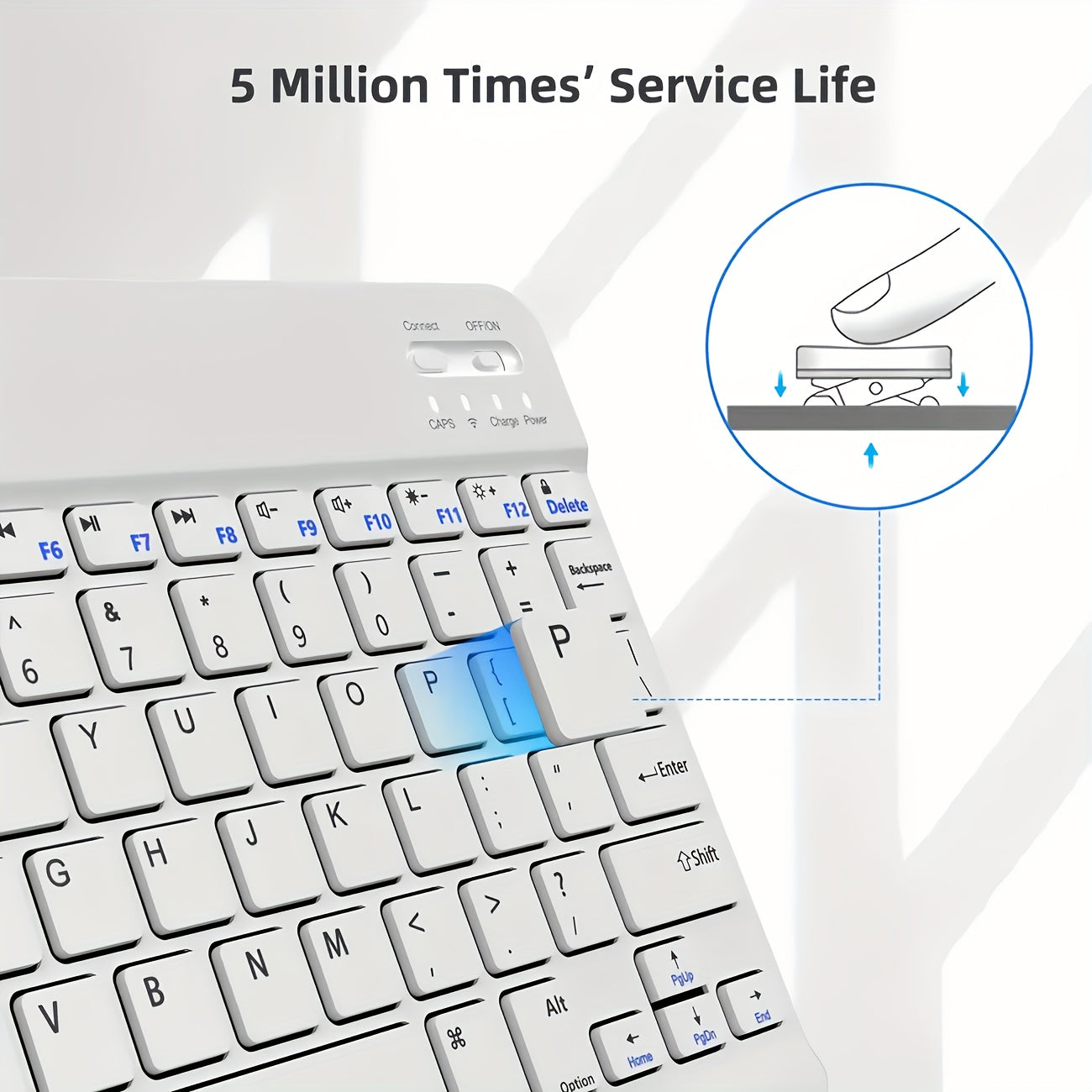 10-Inch Portable Wireless Keyboard, Ultra-Thin Rechargeable with USB-C Charging, Ambidextrous Design