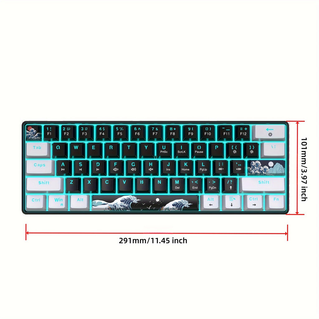 60% Mechanical Gaming Keyboard 1pc 60% Mechanical Gaming Keyboard HXSJ Ergonomic 60% Mechanical Gaming Keyboard