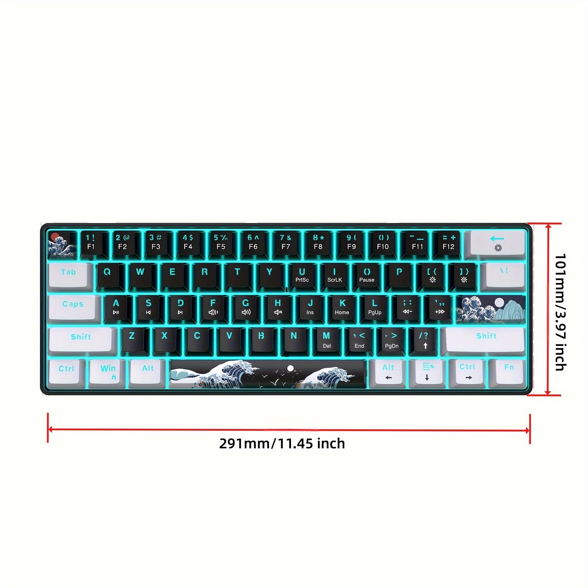 60% Mechanical Gaming Keyboard 1pc 60% Mechanical Gaming Keyboard HXSJ Ergonomic 60% Mechanical Gaming Keyboard