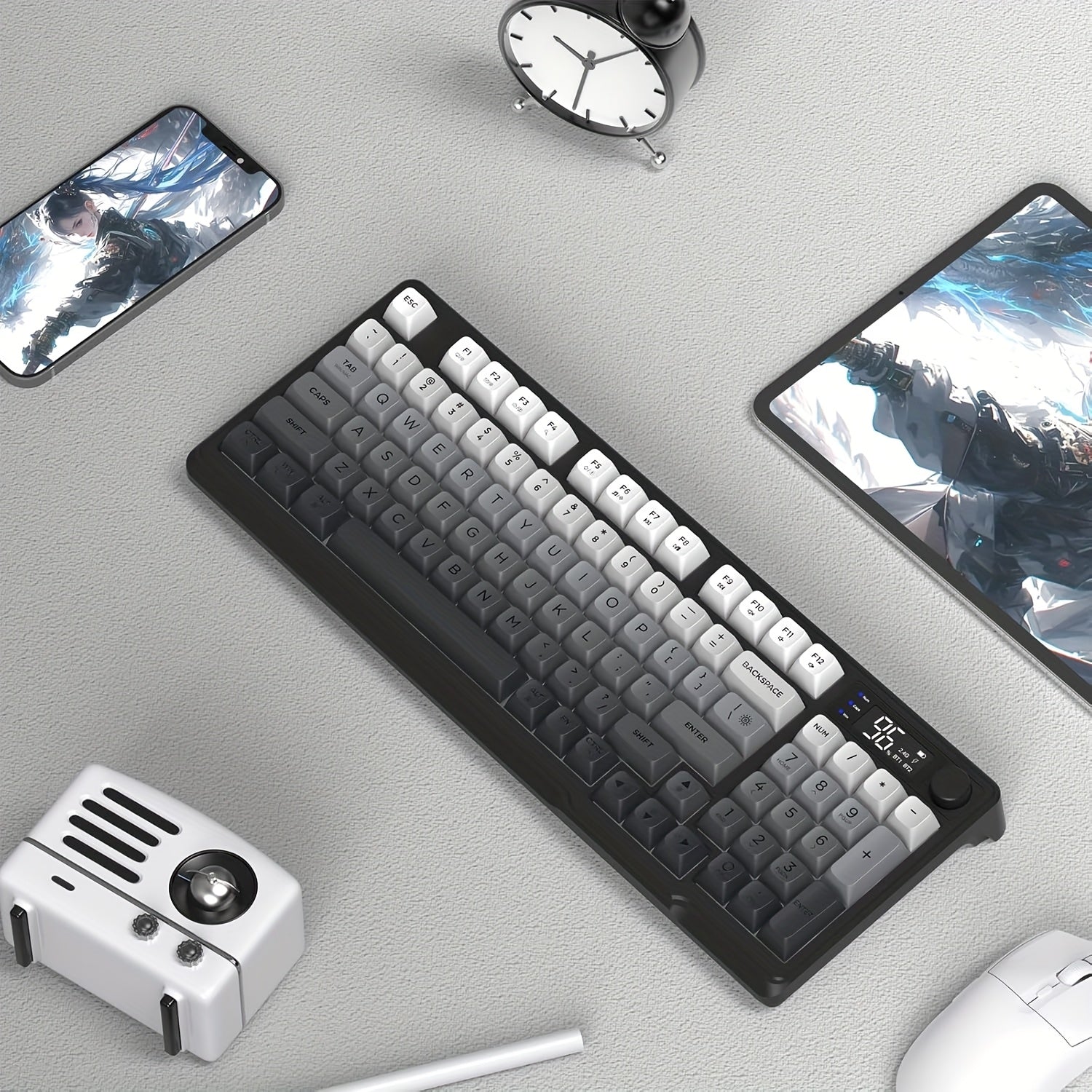 Wireless Gaming Membrane Keyboard, Knob Control BT\u002F2.4G Wireless
