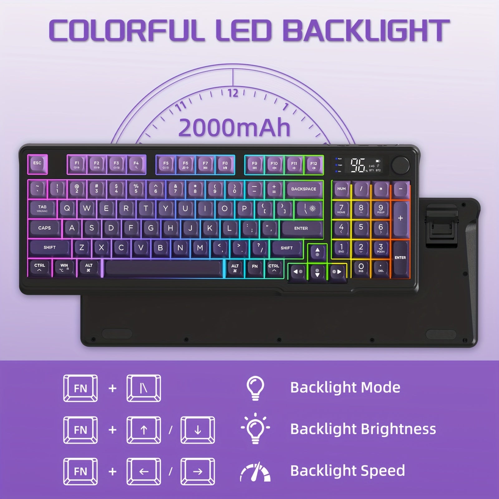 ATTACK SHARK X FREEWOLF M96 Dual Mode Wireless Gaming Keyboard with 2.4G & BT 5.0