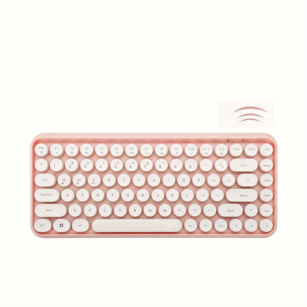 Wireless BT Computer Typewriter Keyboard Portable Cute Color Abs Retro Round Keycaps Ergonomic 84 Key Layout FN Feature for PC Win Mac Typist Tablet Android Phone