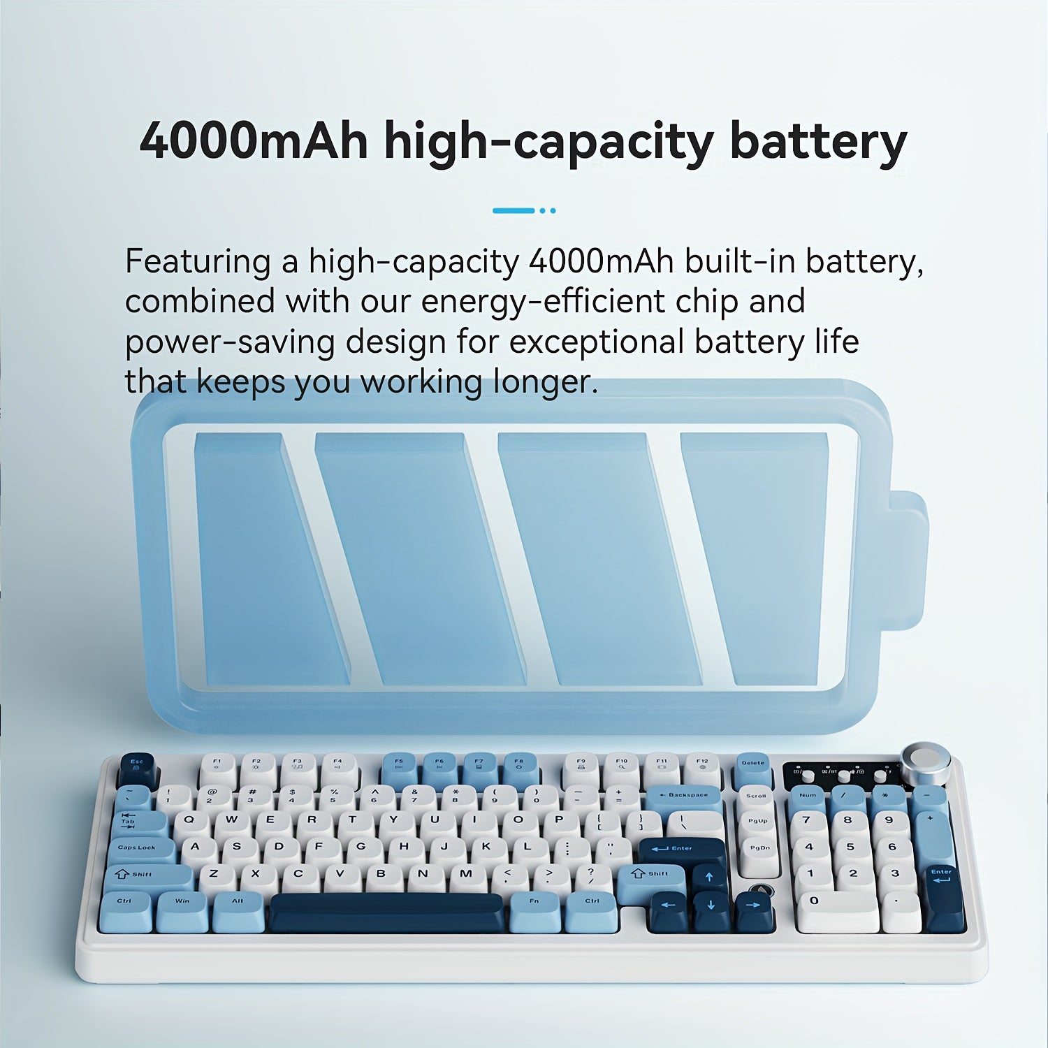 AJAZZ AF98 Wireless Rechargeable Film Keyboard RGB Backlight, Portable Black Office Keyboard - 98 Keys, Supports 2.4G\u002FBT1, with Media Knob, Ball Keycaps, Suitable for Gamers and Office Use, Compatible with Windows\u002FLaptop Gaming Peripherals