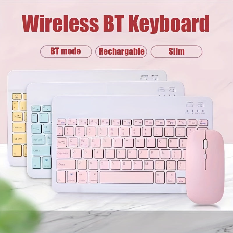 Ultra-Thin Wireless Keyboard, Portable Mini Wireless Keyboard, Rechargeable Keyboard Suitable for iPad Tablet Laptop Smartphone