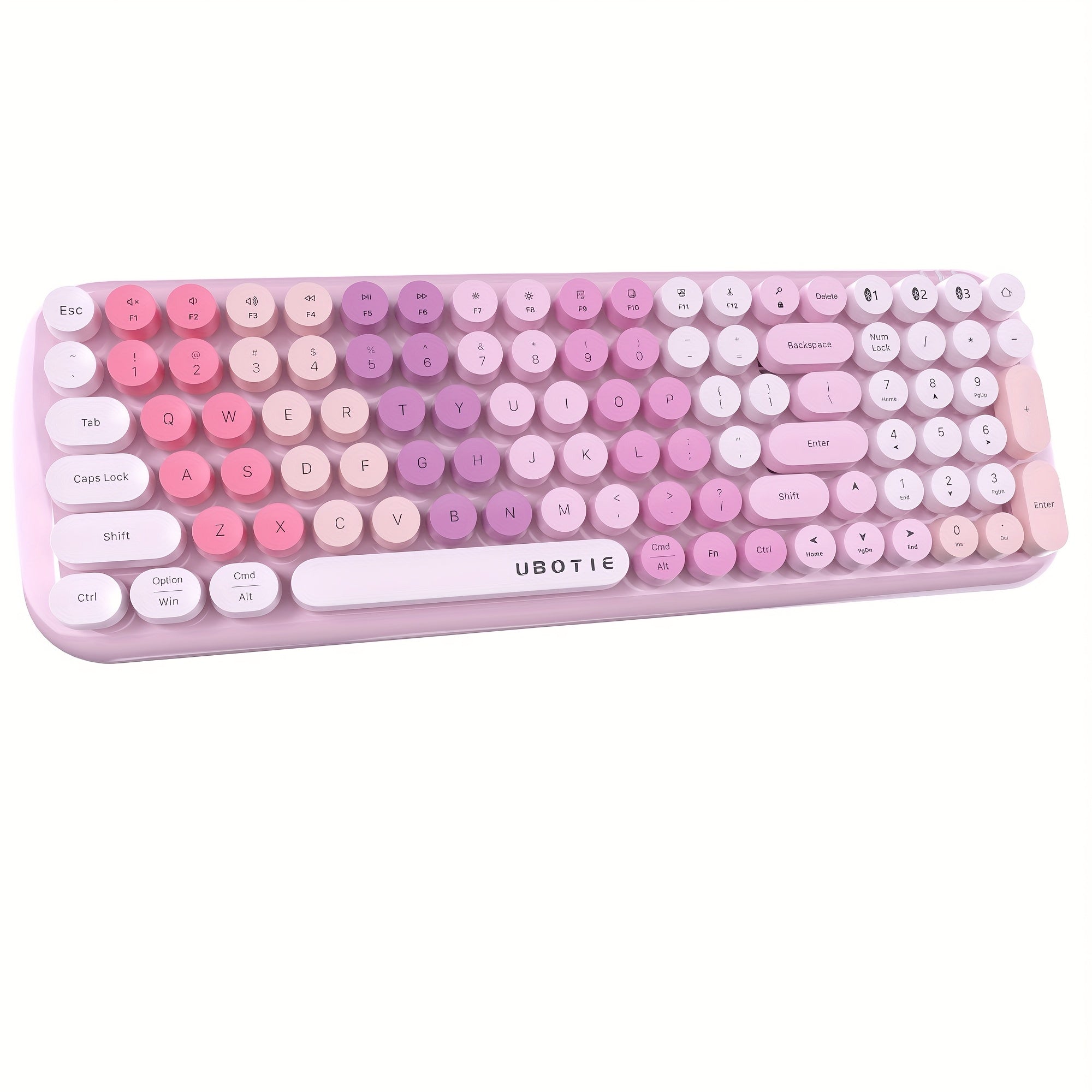 UBOTIE Compact Wireless Single Keyboard | Wireless Connection, AA Battery Powered, Multicolor Retro Design, 2.4GHz Dropout-Free Connection, Multi-device Compatible | Ultra-thin Portable Layout for Office, Home And Travel