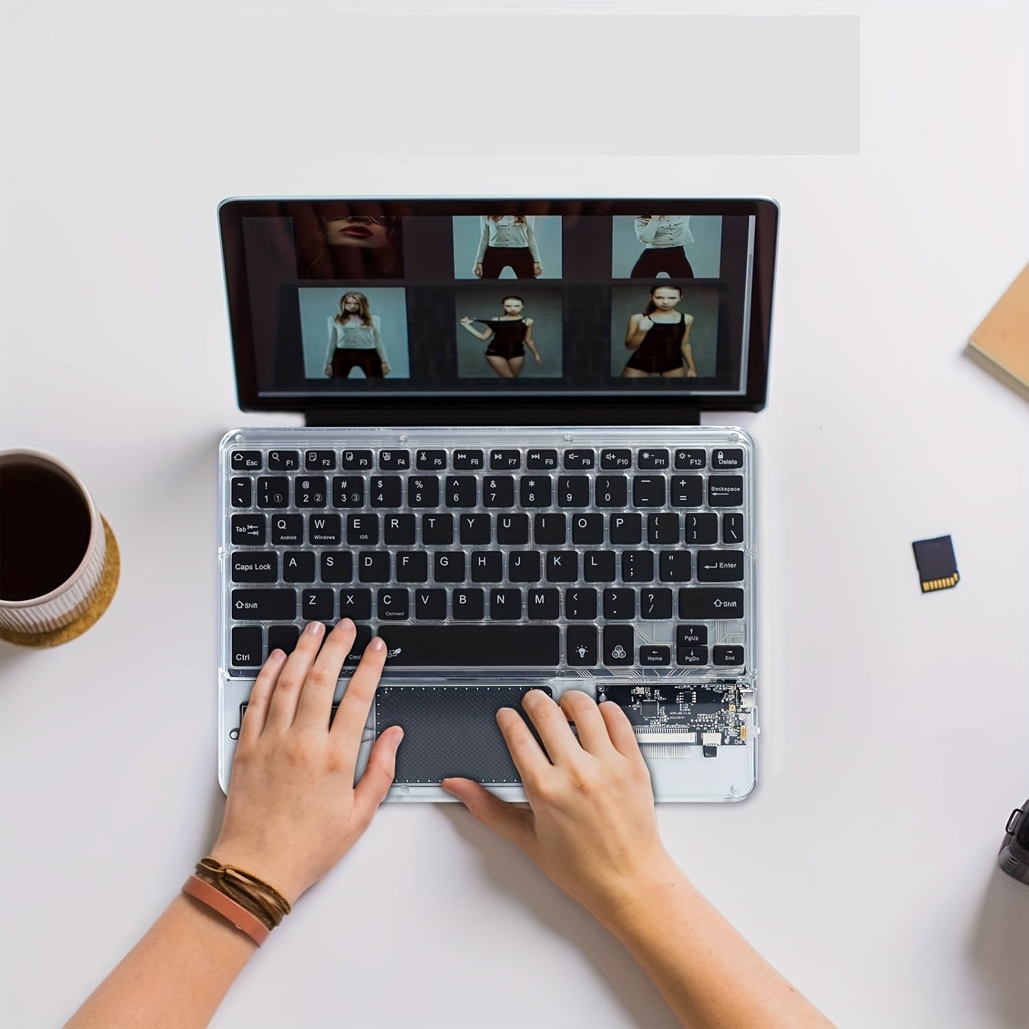 Ultra-Slim Wireless Keyboard 7 Colors Backlit Portable Mini Wireless Rechargeable for Apple for ipad for iphone for samsung Tablet Phone Smartphone IOS Android Windows - Transparent